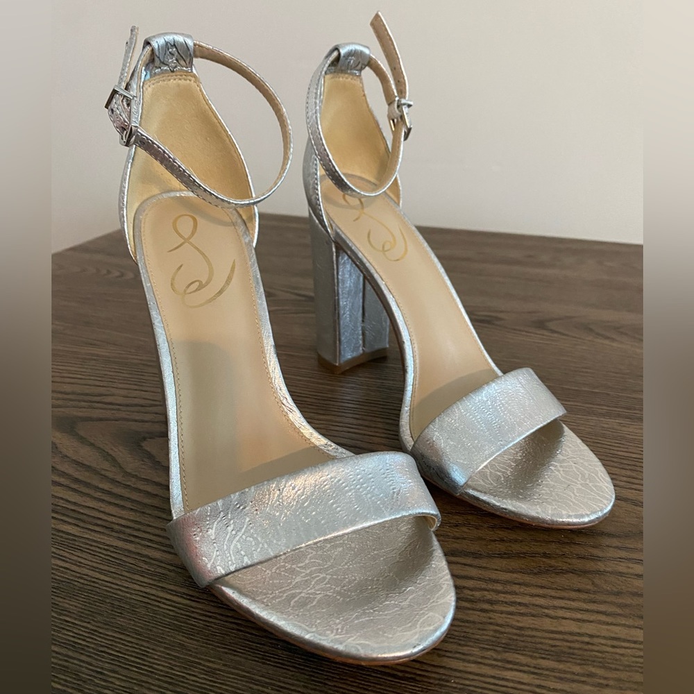 Sam Edelman Daniella Leather Ankle Strap Block Heel Square Toe Dress Sandal